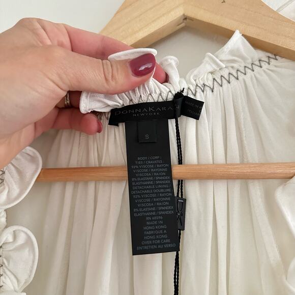 Donna Karan Ultra Matte Jersey Open Side Blouse White S - Picture 4 of 9